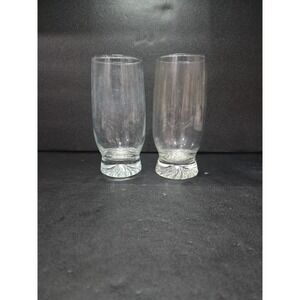 Libbey Sunburst Base Glasses, Set of 2, Clear 16 oz Heavy Bottom Vintage Tumbler